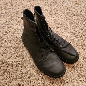 Dr. Martens Black Combat Boots with Distressed Leather
